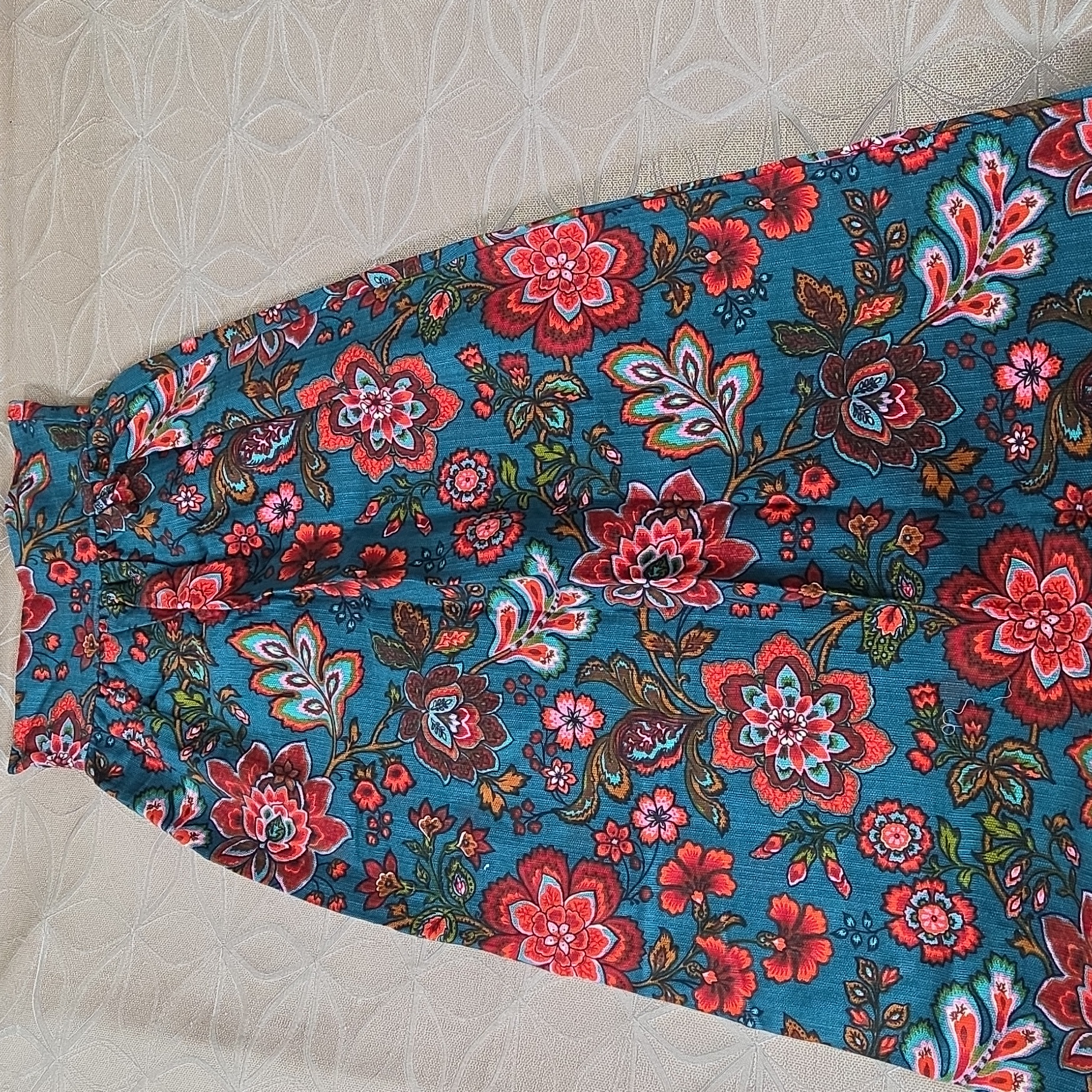 Long Vintage Floral Tapestry Skirt